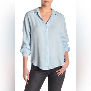 Cloth & Stone Bella Dahl Tencel Lyocell Hidden Button Down High/Low Shirt Blue